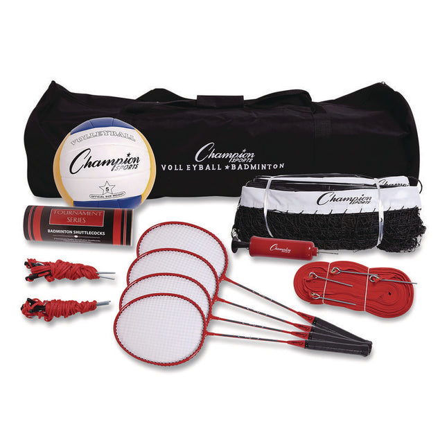 Deluxe Volleyball/Badminton Tournament Set, (4) Rackets/(2) Shuttlecocks/(2) Birdies/Net/Pump/Volleyball