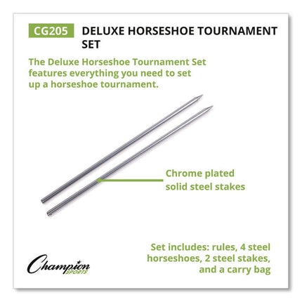 Deluxe Horseshoe Tournament Set, 4 Horseshoes/2 Stakes/Carry Bag/Rule Sheet