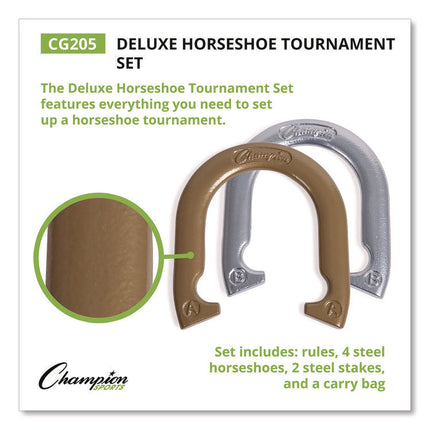 Deluxe Horseshoe Tournament Set, 4 Horseshoes/2 Stakes/Carry Bag/Rule Sheet