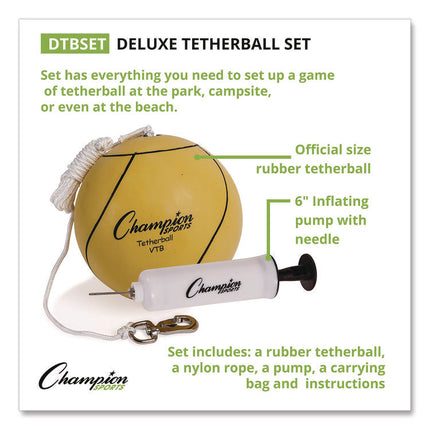 Deluxe Tether Ball Set, Tetherball/102" Cord/(4) 24" Telescoping Poles/Carry Bag/Pump with Needle