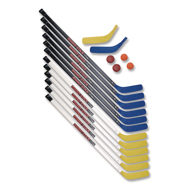 43" Rhino Stick Hockey Set, 12 Sticks/2 Pucks/2 Balls/2 Extra Blades