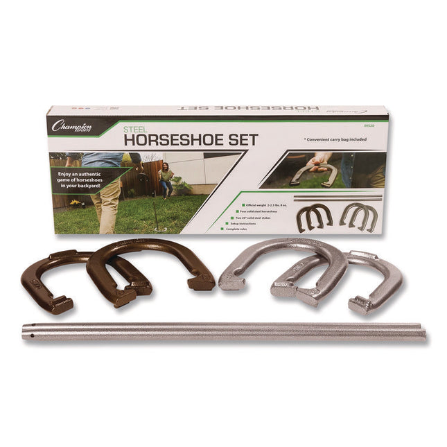 Steel Horseshoe Set, (4) Horseshoes/(2) 20" Stakes/Nylon Carry Bag