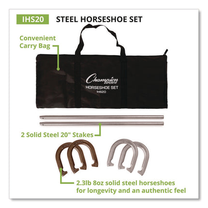 Steel Horseshoe Set, (4) Horseshoes/(2) 20" Stakes/Nylon Carry Bag