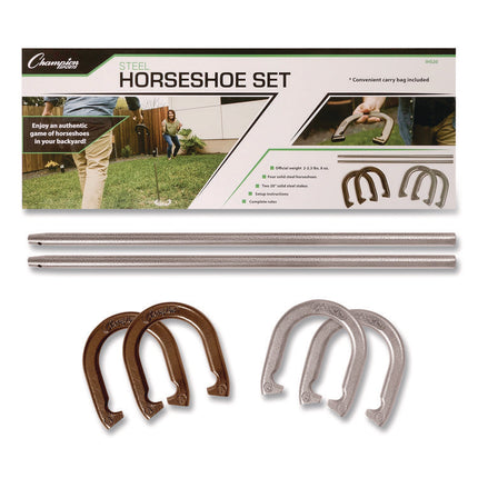 Steel Horseshoe Set, (4) Horseshoes/(2) 20" Stakes/Nylon Carry Bag