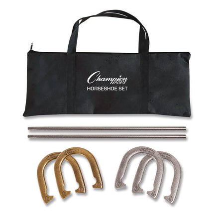 Steel Horseshoe Set, (4) Horseshoes/(2) 24" Stakes/Nylon Carry Bag