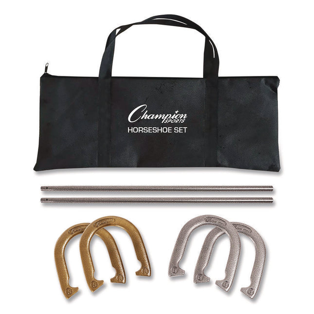 Steel Horseshoe Set, (4) Horseshoes/(2) 24" Stakes/Nylon Carry Bag