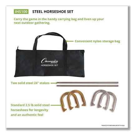 Steel Horseshoe Set, (4) Horseshoes/(2) 24" Stakes/Nylon Carry Bag