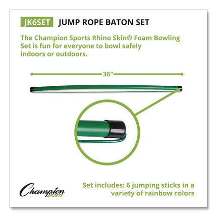 Jump Rope Baton Set, 32", Assorted Colors, 6 Batons/Set