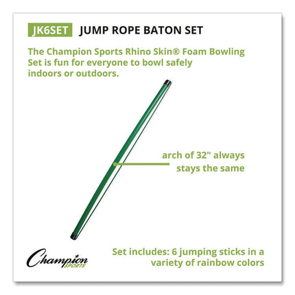 Jump Rope Baton Set, 32", Assorted Colors, 6 Batons/Set