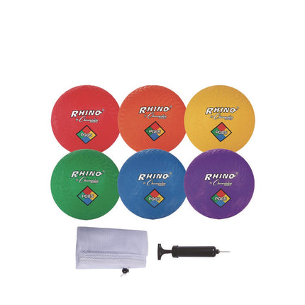 8.5" Playground Ball Set with Pump, Assorted Colors, 6/Set