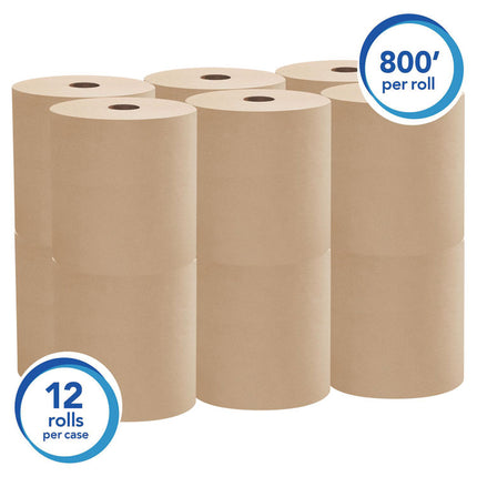 Essential Hard Roll Towels for Business, 1-Ply, 8" x 800 ft, 1.5" Core, Natural, 12 Rolls/Carton