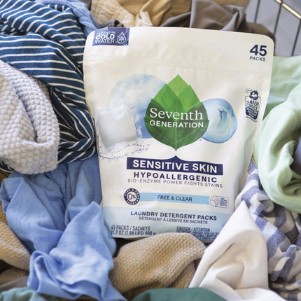 Natural Laundry Detergent Packs, Powder, Unscented, 45 Packets/pack, 8/carton