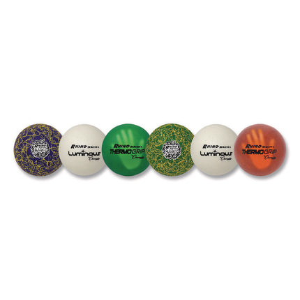 Rhino Skin Variety Dodgeball Set, 6.3" Diameter, Luminous/Spider/ThermoGrip, 6/Set