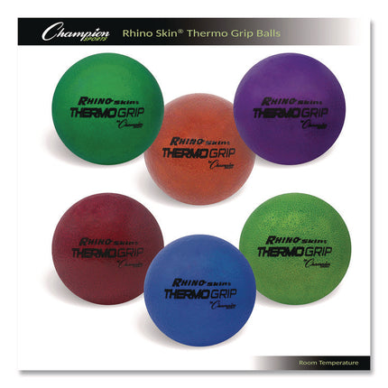 Rhino Skin Thermo Grip Dodgeball Set, 6.3" Diameter, Assorted Colors, 6/Set