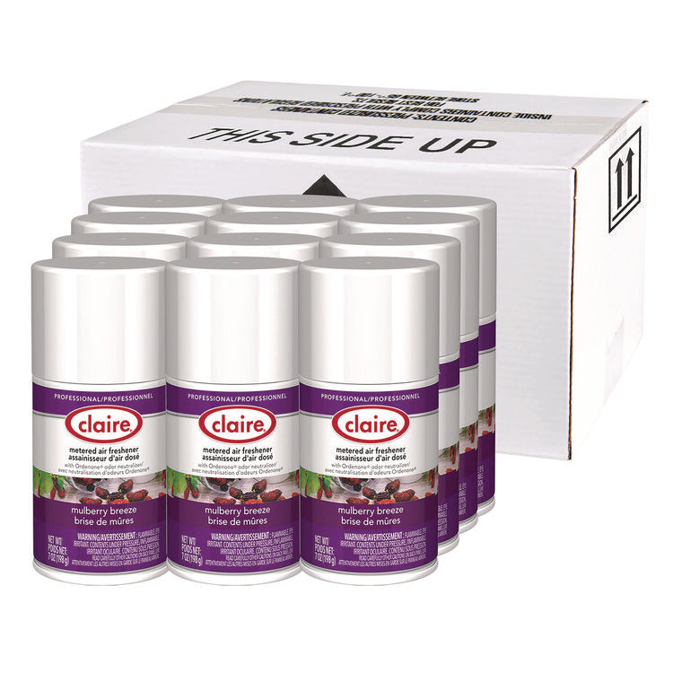 Metered Air Freshener, Mulberry Scent, 7 oz Aerosol Spray, 12/Carton