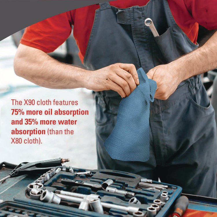 X90 Cloths, Jumbo Roll, 2-Ply, 11.1 x 13.4, Denim Blue, 450/Roll