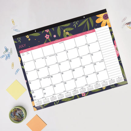 Academic 18-Month Desk Pad Calendar, 22 x 17, White/Multicolor Sheets, Black Headband, 18-Month (July to Dec): 2024 to 2025