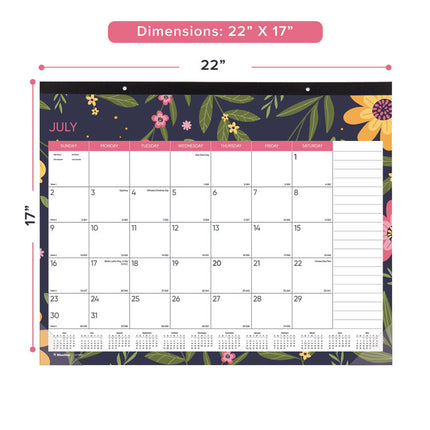 Academic 18-Month Desk Pad Calendar, 22 x 17, White/Multicolor Sheets, Black Headband, 18-Month (July to Dec): 2024 to 2025