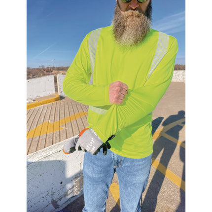 Chill-Its 6688 Type R Class 2 Cooling Hi-Vis Sun Shirt with UV Protection, Medium, Lime