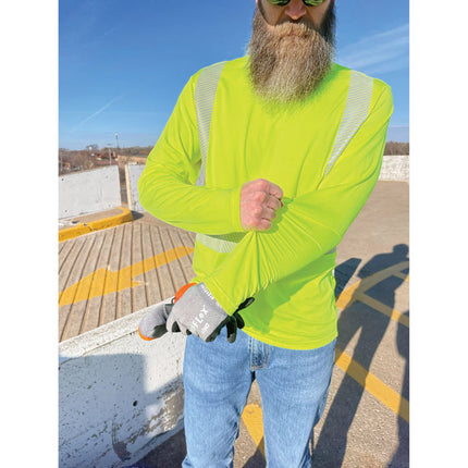 Chill-Its 6688 Type R Class 2 Cooling Hi-Vis Sun Shirt with UV Protection, Large, Lime