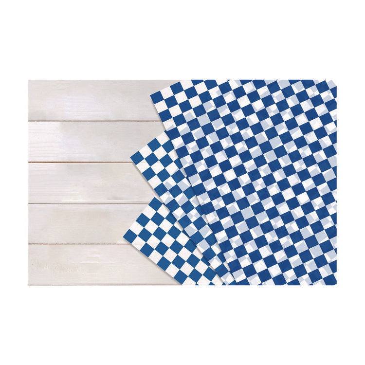 Grease-Resistant Food Wrap, 12 x 12, Blue Check, 5,000/Carton