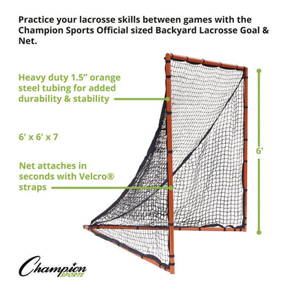 Backyard Lacrosse Goal and Net, 6 ft x 6 ft, 1.5" dia Frame