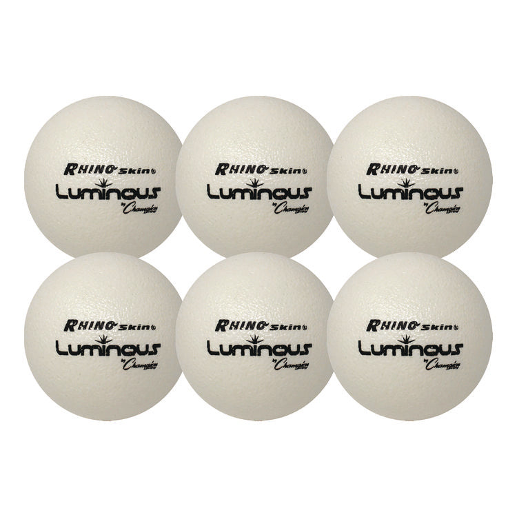 Rhino Skin Luminous Dodgeball Set, 6.3" Diameter, 6/Set