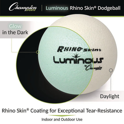 Rhino Skin Luminous Dodgeball Set, 6.3" Diameter, 6/Set