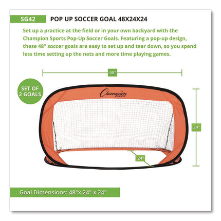 Pop Up Soccer Goal, 4 ft x 2 ft, Pair
