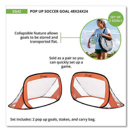 Pop Up Soccer Goal, 4 ft x 2 ft, Pair