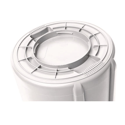 Vented Round Brute Container, 20 gal, Plastic, White