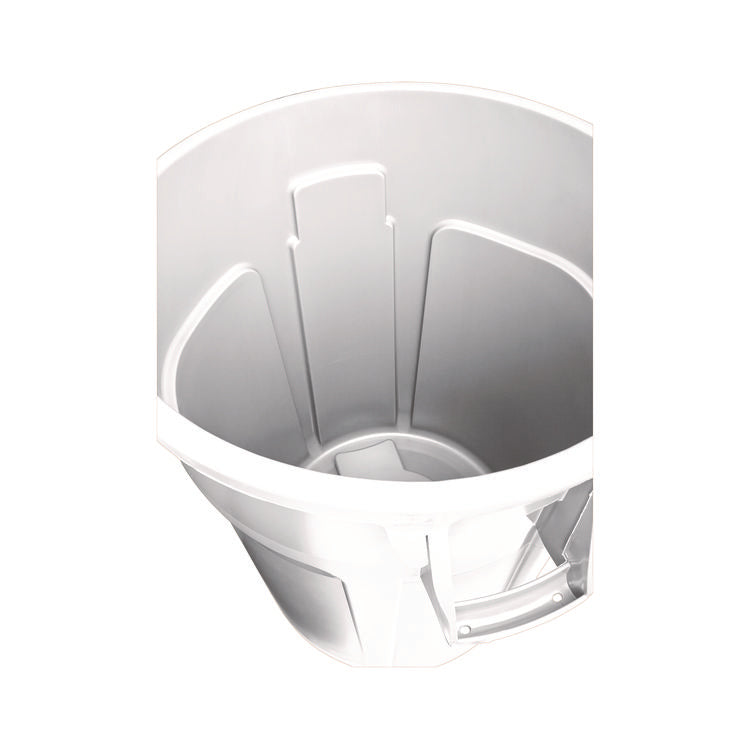 Vented Round Brute Container, 32 gal, Plastic, White