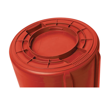 Vented Round Brute Container, 10 gal, Plastic, Red, 6/Carton