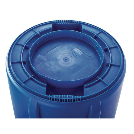 Vented Round Brute Container, 44 gal, Plastic, Blue