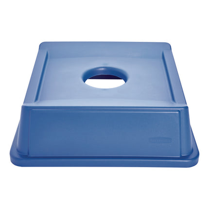 Untouchable Bottle and Can Recycling Top, Round Opening,  20.13w x 20.13d x 6.25h, Blue