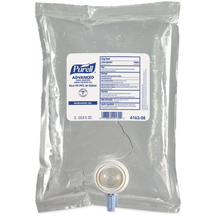 Advanced Hand Sanitizer Green Certified Gel Refill, For CS2 Dispensers, 1,000 mL, Fragrance-Free, 8/Carton