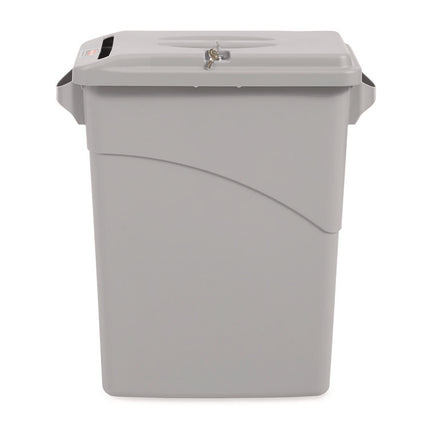 Slim Jim Confidential Document Waste Receptacle with Lid, 23 gal, Light Gray