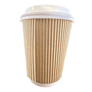 Ripple Hot Cups, 12 oz, Paper, Kraft/White, 500/Carton
