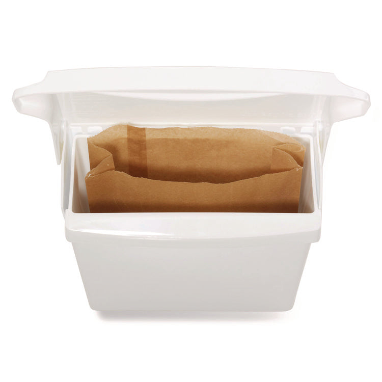 Sanitary Napkin Receptacle with Rigid Liner, Plastic, White