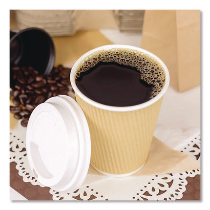 Ripple Hot Cups, 12 oz, Paper, Kraft/White, 500/Carton