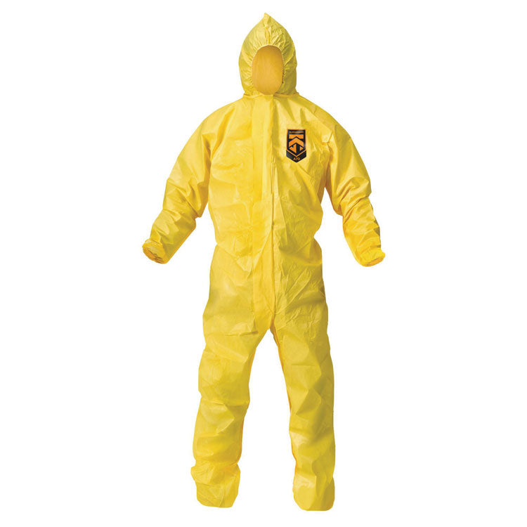A70 Chemical Spray Protection Coveralls, Elastic Wrists, Ankles, Hood, 2X-Large, Yellow, 12/Carton