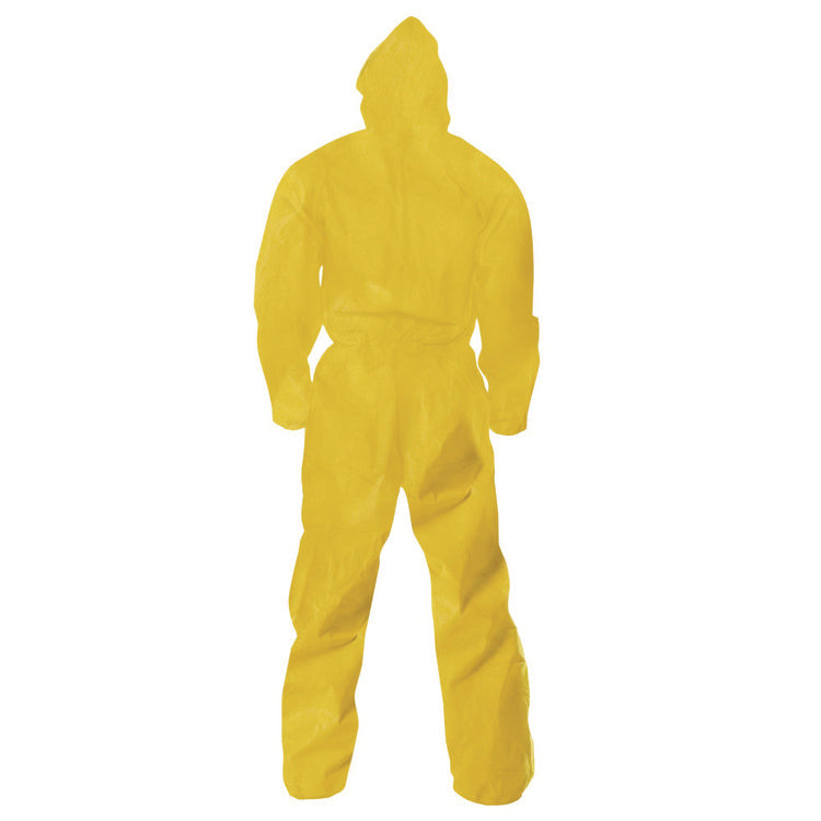 A70 Chemical Spray Protection Coveralls, Elastic Wrists, Ankles, Hood, 2X-Large, Yellow, 12/Carton