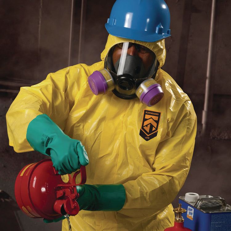 A70 Chemical Spray Protection Coveralls, Elastic Wrists, Ankles, Hood, 3X-Large, Yellow, 12/Carton
