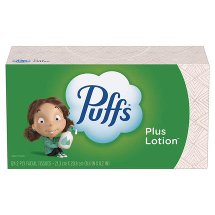 Plus Lotion Facial Tissue, 2-Ply, White, 124 Sheets/Box, 24 Boxes/Carton