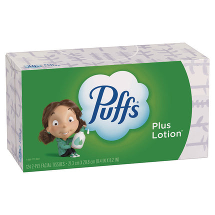 Plus Lotion Facial Tissue, 2-Ply, White, 124 Sheets/Box, 24 Boxes/Carton
