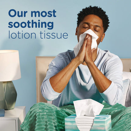 Plus Lotion Facial Tissue, 2-Ply, White, 124 Sheets/Box, 24 Boxes/Carton