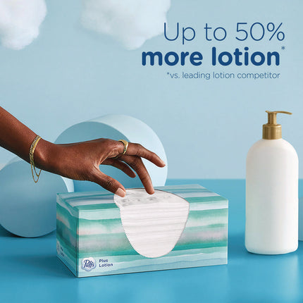 Plus Lotion Facial Tissue, 2-Ply, White, 124 Sheets/Box, 24 Boxes/Carton