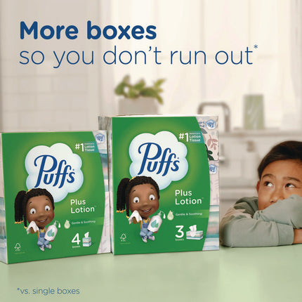 Plus Lotion Facial Tissue, 2-Ply, White, 124 Sheets/Box, 24 Boxes/Carton
