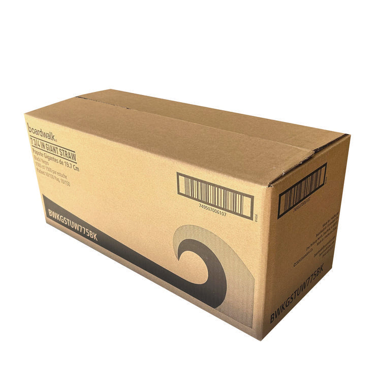 Giant Straws, 7.75", Polypropylene, Black, 1,500/Carton