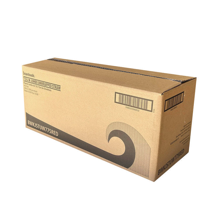Jumbo Straws, 7.75", Polypropylene, Red, 2,500/Carton